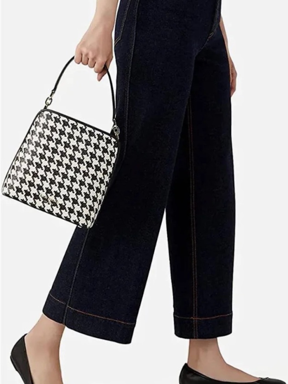 Kate Spade Darcy Bucket Bag Crossbody In Woven Houndstooth Multi White / Black - Picture 5 of 6